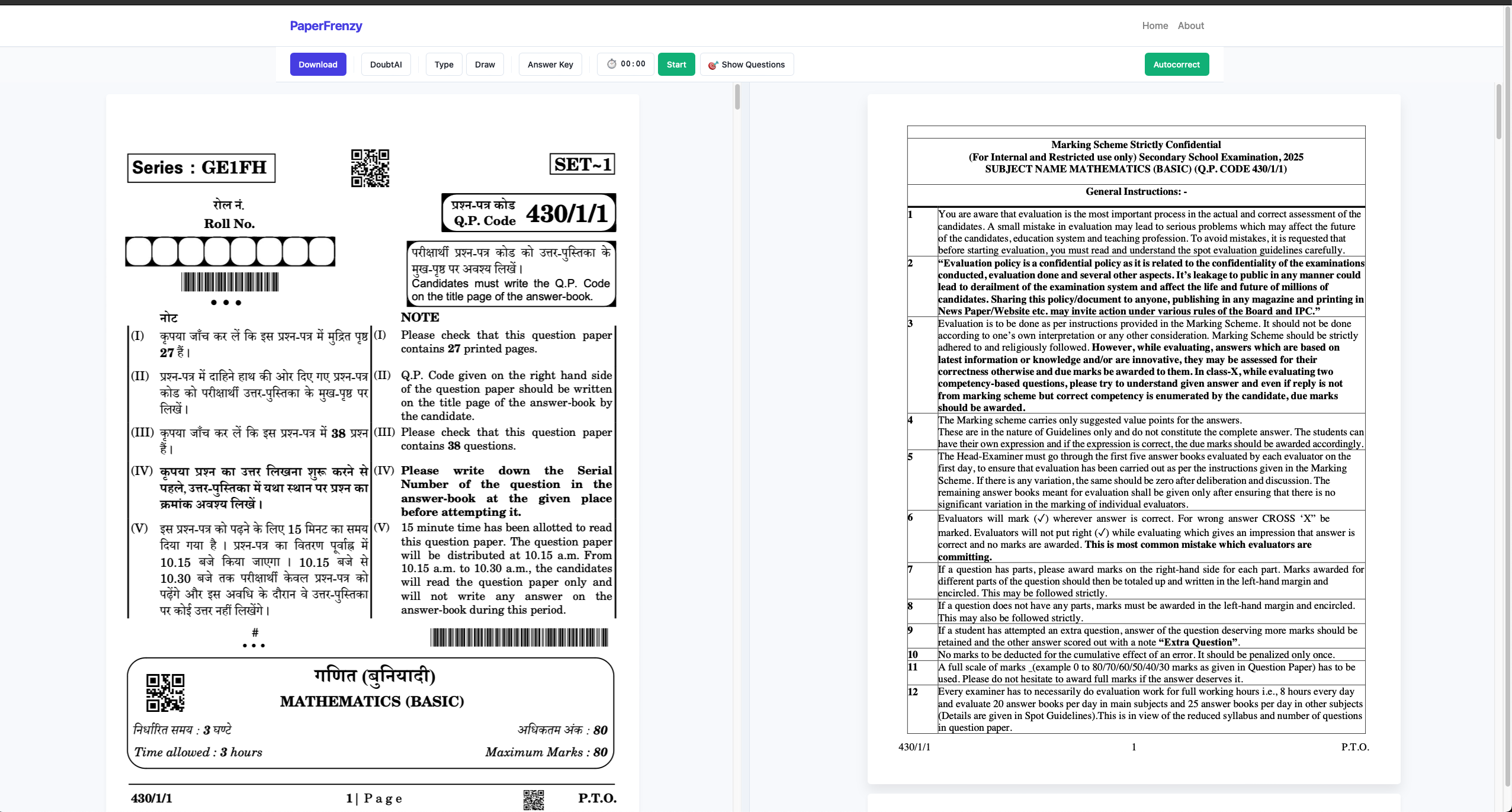 Student studying with papers