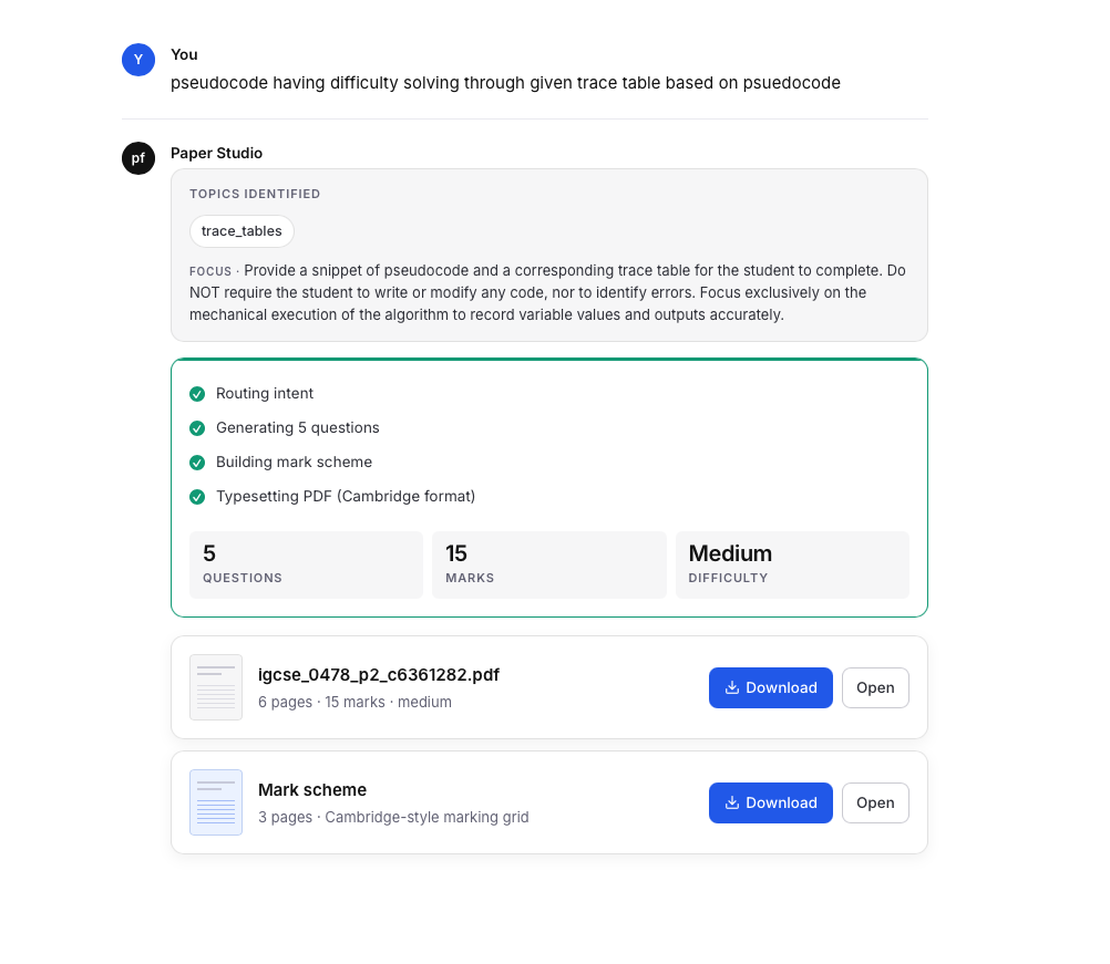 Chat with the generator